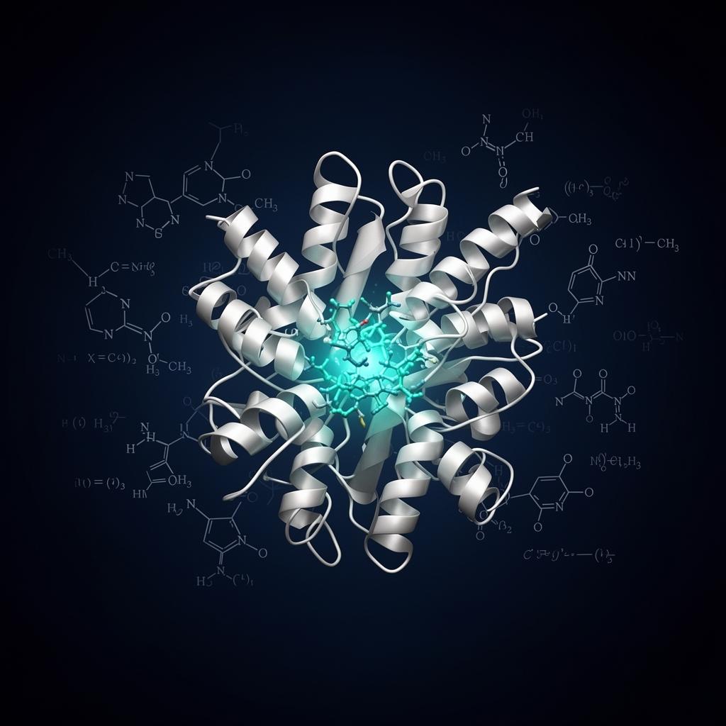 3D rendering of a protein structure with bound ligand